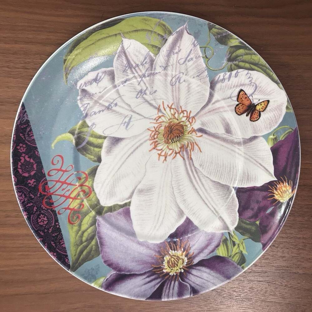 8" Waechtersbach Floral Impressions White Clematis Porcelain Salad Plate Germany